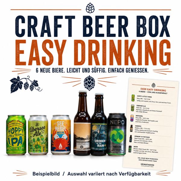 Craft Beer Box Easy Drinking – 6 ausgewählte süffige und unkomplizierte Biere