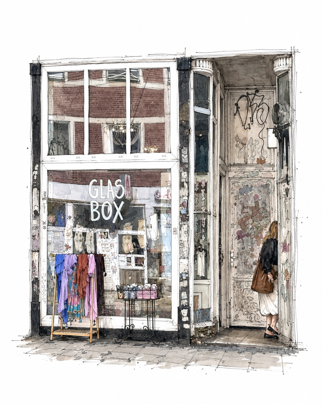 Gezeichnete Illustration der Glasbox im Bremer Viertel