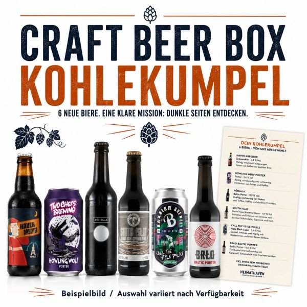 Craft Beer Box Kohlekumpel – 6 ausgewählte dunkle Craftbiere