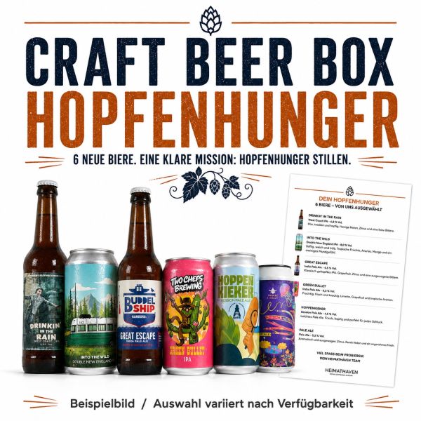Craft Beer Box Hopfenhunger – 6 ausgewählte hopfenbetonte Biere