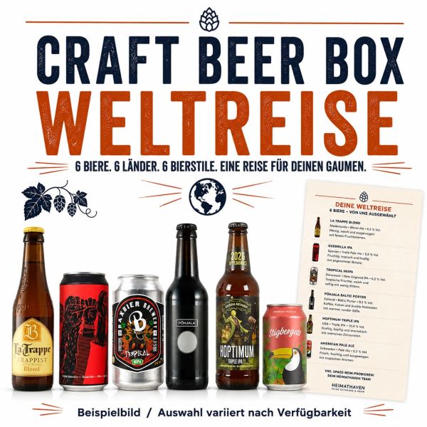 Craft Beer Box Weltreise – 6 Biere aus 6 Ländern in 6 verschiedenen Bierstilen
