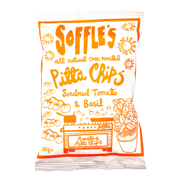 Soffle's Pitta Chips Sundried Tomatoes and Basil Tomate und Basilikum