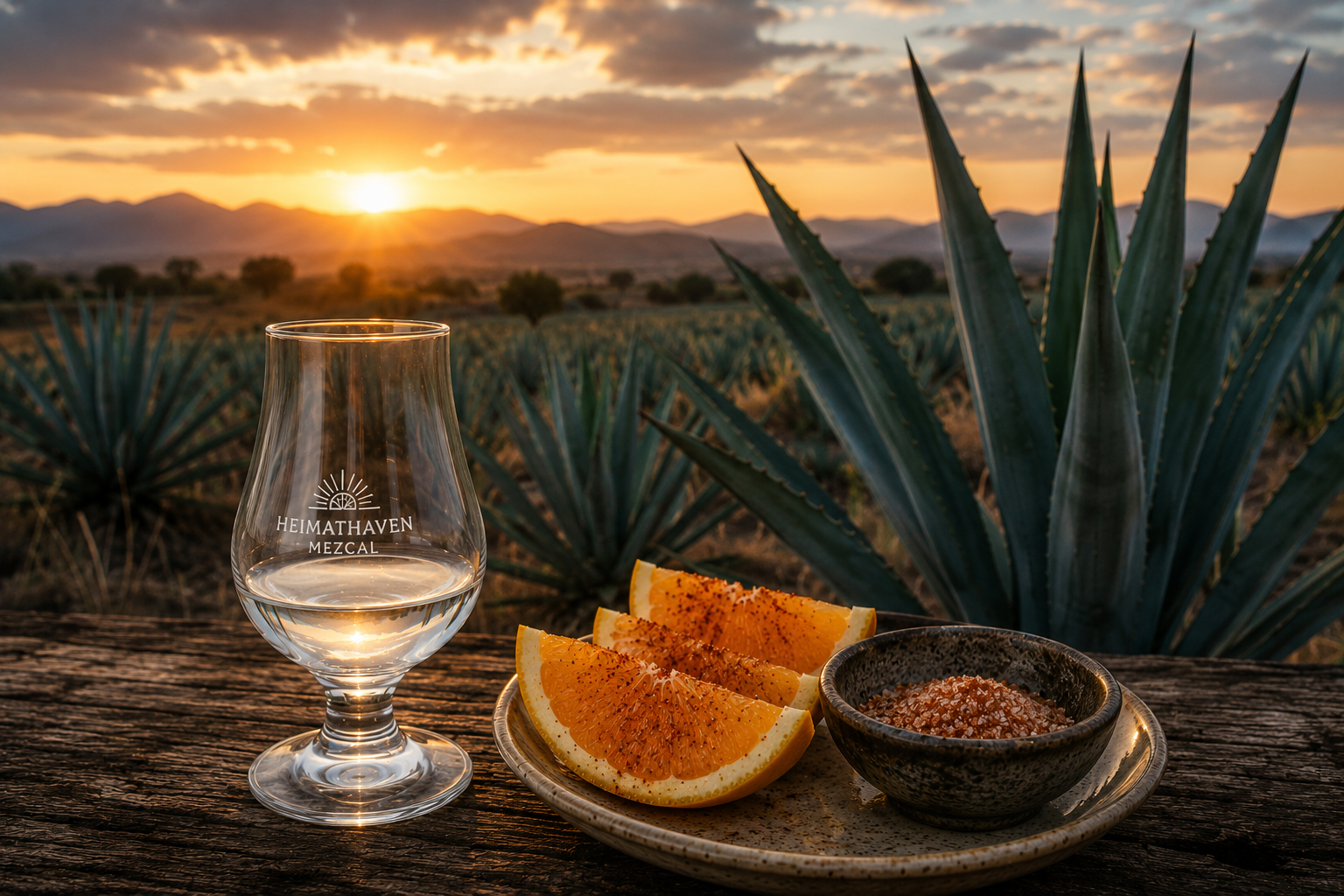 Mezcal mit Orange und Sal de Gusano