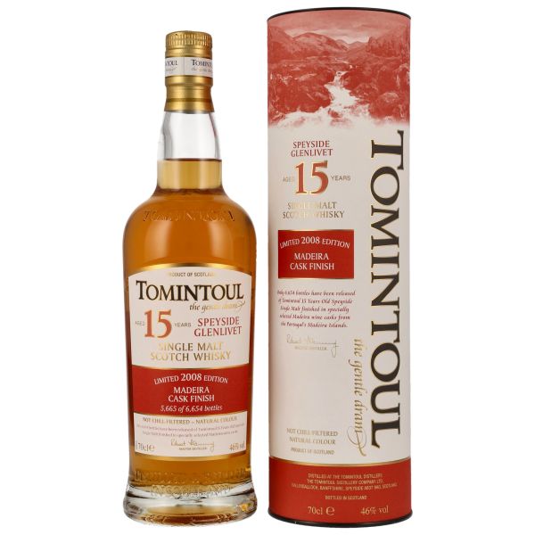 Tomintoul 15 Jahre 2008 Madeira Cask Finish – Speyside Single Malt Scotch Whisky, 46 % Vol.
