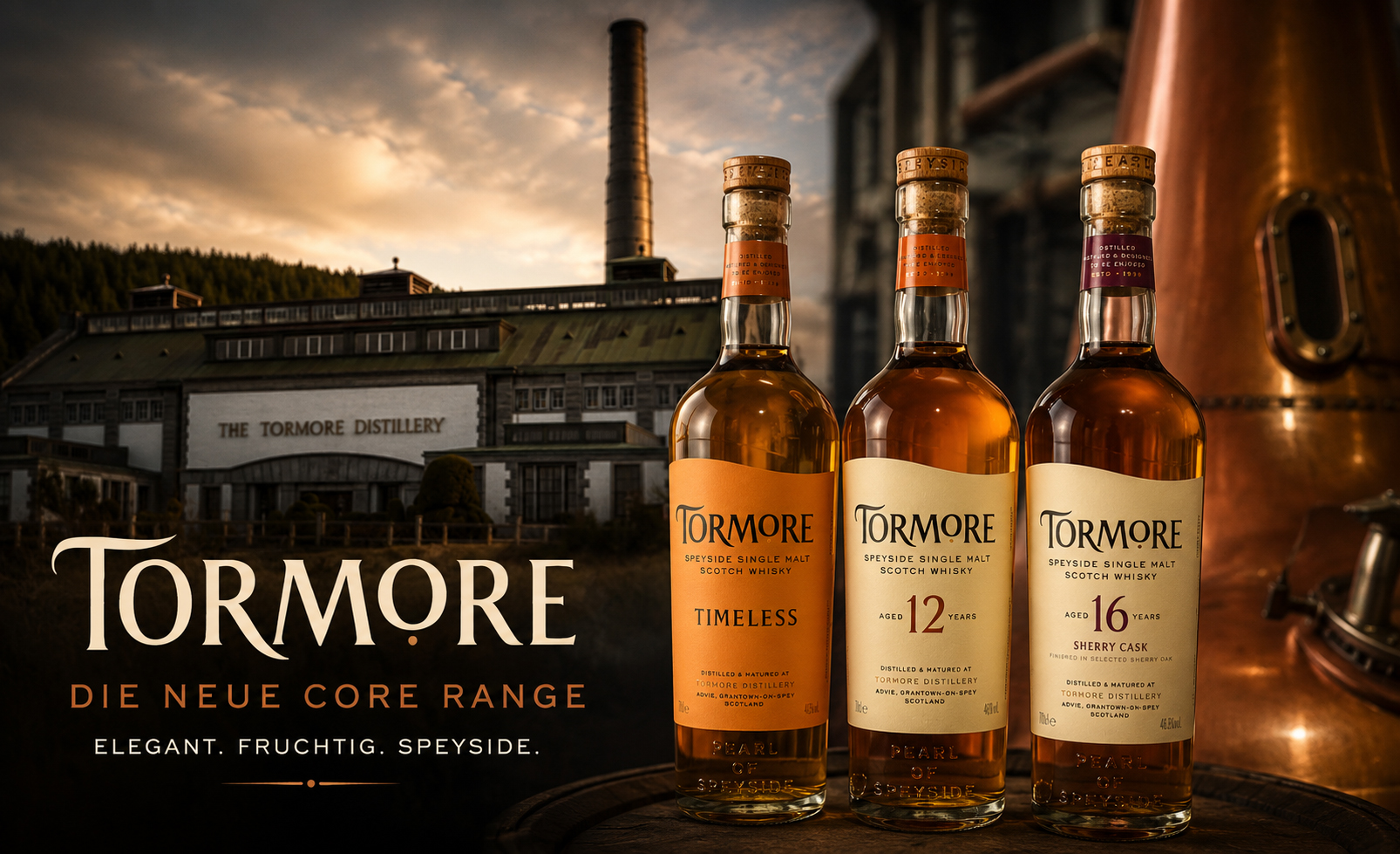 Tormore Core Range mit Timeless, 12 Jahre und 16 Jahre Speyside Single Malt Whisky