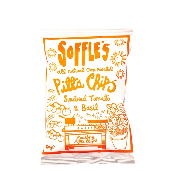 Pitta Chips / Sundried Tomato & Basil / Soffle's / 60g